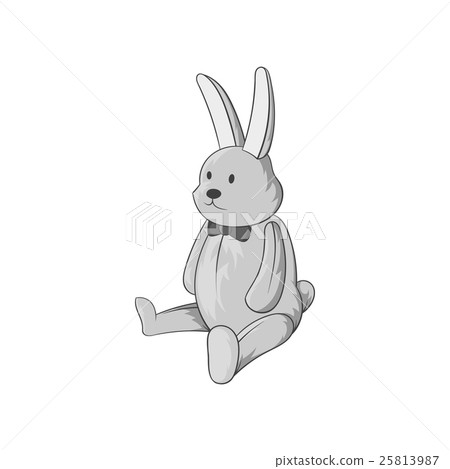Toy bunny icon, black monochrome style 25813987