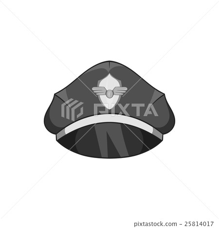 Cap pilot icon, black monochrome style Cap pilot icon, black monochrome style 25814017