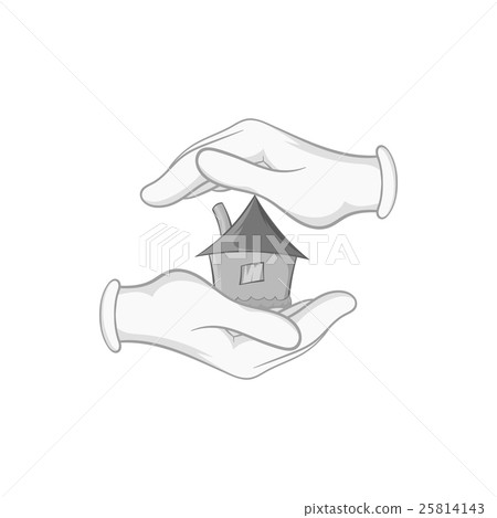 House in hands icon, black monochrome style House in hands icon, black monochrome style 25814143