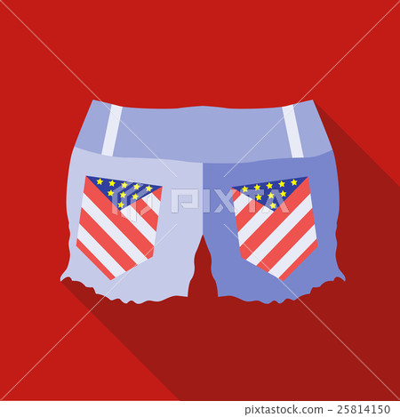 Woman jeans shorts icon, flat style Woman jeans shorts icon, flat style 25814150