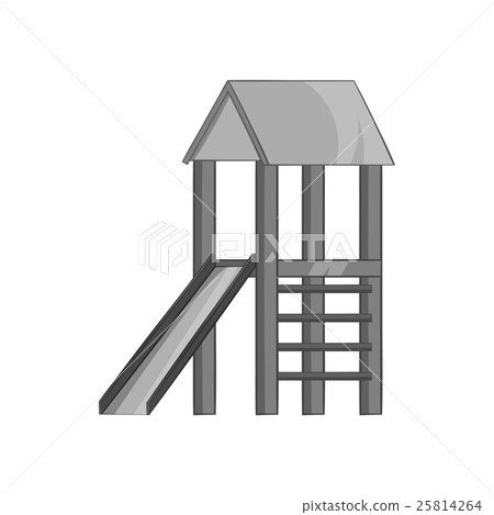 Playhouse with slide icon, black monochrome style 25814264