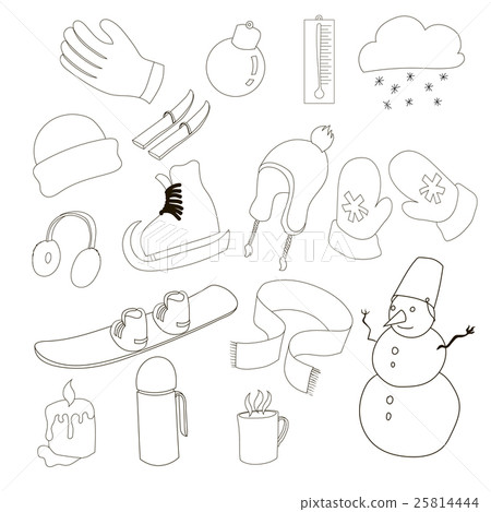 Winter icons set, outline style Winter icons set, outline style 25814444