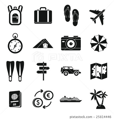 Travel icons set, simple style Travel icons set, simple style 25814446