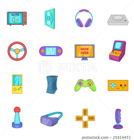 Video game icons set, cartoon style 25814451