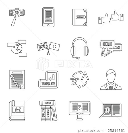 Learning foreign languages icons set outline style Learning foreign languages icons set outline style 25814561
