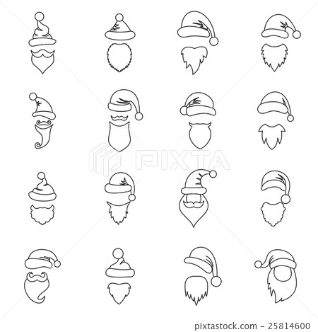 Santa hats, mustache and beards icons set Santa hats, mustache and beards icons set 25814600