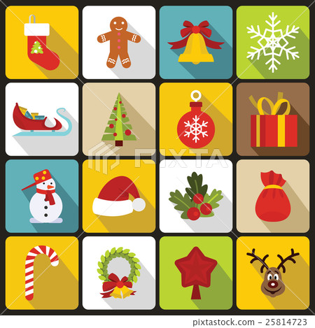 Christmas icons set in flat style - Stock Illustration [25814723] - PIXTA