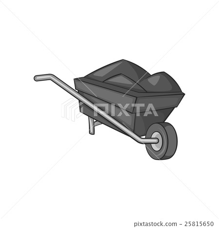 Wheelbarrow icon, black monochrome style Wheelbarrow icon, black monochrome style 25815650