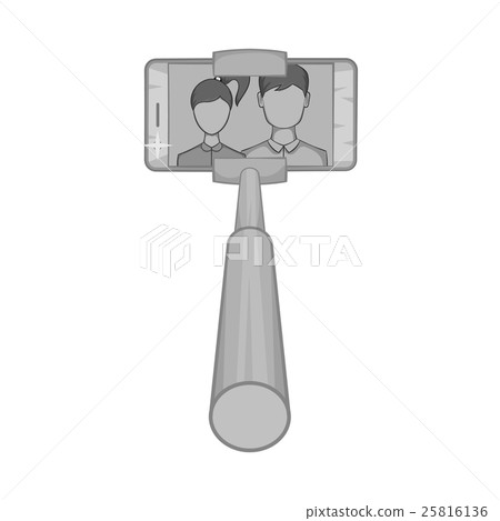 Smartphone photographs on selfie stick icon Smartphone photographs on selfie stick icon 25816136