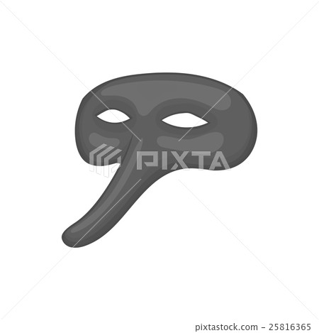 Mask with a long nose icon, black monochrome style Mask with a long nose icon, black monochrome style 25816365