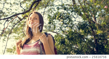 Backpacker Casual Travel Tourist Carefree Nature Concept Backpacker Casual Travel Tourist Carefree Nature Concept 25818738