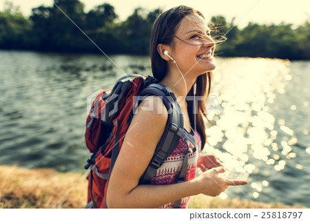 Explore Adventure Backpacker Hiking Trek Travel Concept Explore Adventure Backpacker Hiking Trek Travel Concept 25818797