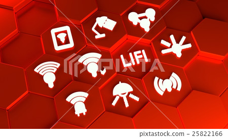 LIFI icons on red hexagon towers concept 25822166