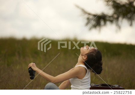 Stock Photo: person, binocular, wilderness