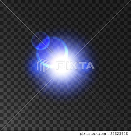 Blue glowing light flash with lens flare effect Blue glowing light flash with lens flare effect 25823528