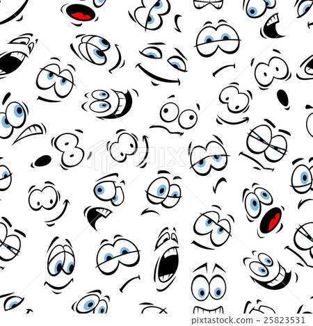 Human cartoon emoticon pattern with blue eyes Human cartoon emoticon pattern with blue eyes 25823531