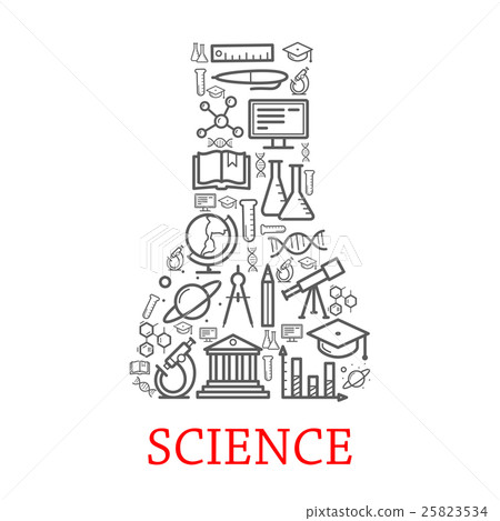 Vector ouline science elements icons Vector ouline science elements icons 25823534