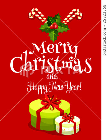 Christmas holiday card with gift box Christmas holiday card with gift box 25823559