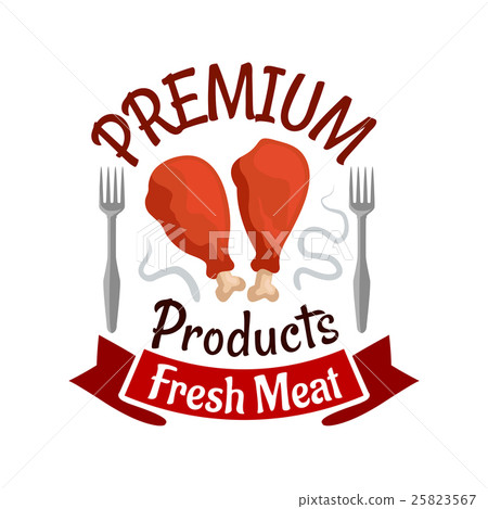 Fresh fried chicken legs. Fast food emblem Fresh fried chicken legs. Fast food emblem 25823567