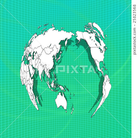 Curved world map Curved world map 25823568