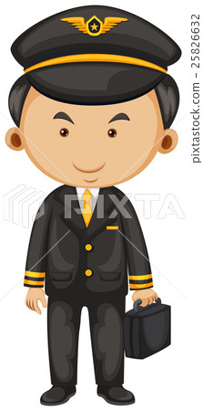 Pilot in black suit and briefcase 25826632