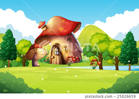 Mushroom house in the field 25826659