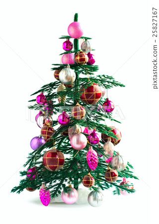 Christmas Tree Toys Isolated White Background 25827167