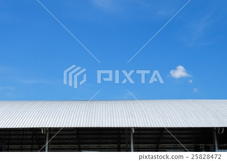 roof of metal sheet building with blue sky roof of metal sheet building with blue sky 25828472