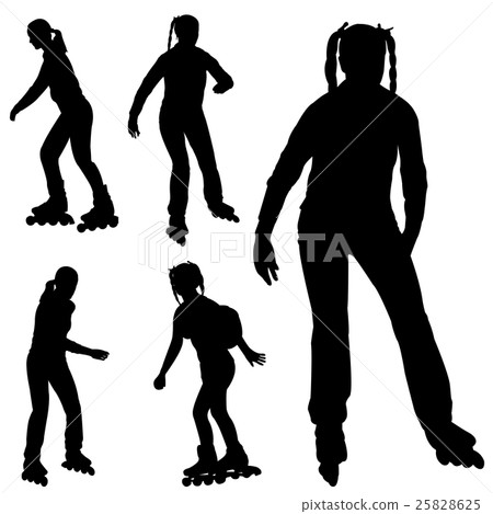 silhouettes of rollerblade girl 25828625