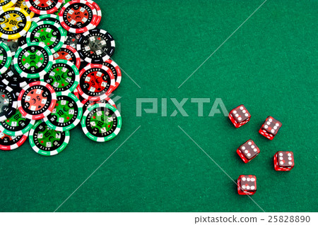 Chips and dice on green Chips and dice on green 25828890