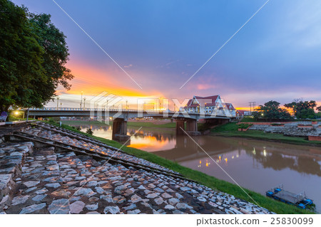 Natural riverbank evening , Phitsanulok, Thailand. 25830099