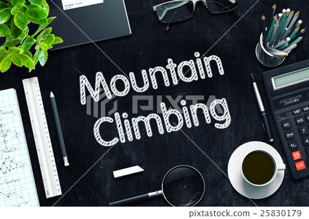 Mountain Climbing - Text on Black Chalkboard. 3D - Stock Illustration ...