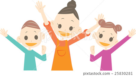 Energetic mother and children Energetic mother and children 25830281