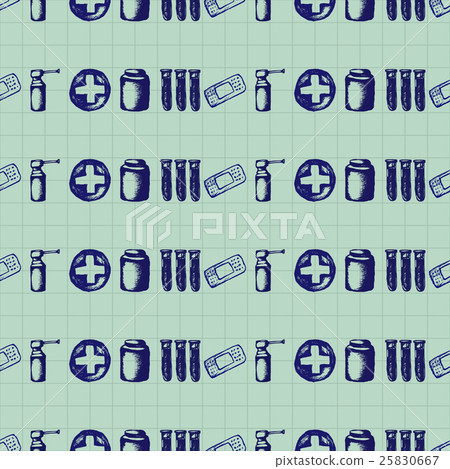 Vector doodle seamless illustration Medicine icons 25830667