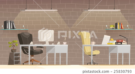 Modern Office Desk  Lighting  Cartoon Poster  25830793