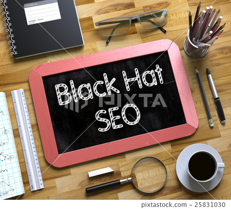 Small Chalkboard with Black Hat SEO. 3D. Small Chalkboard with Black Hat SEO. 3D. 25831030