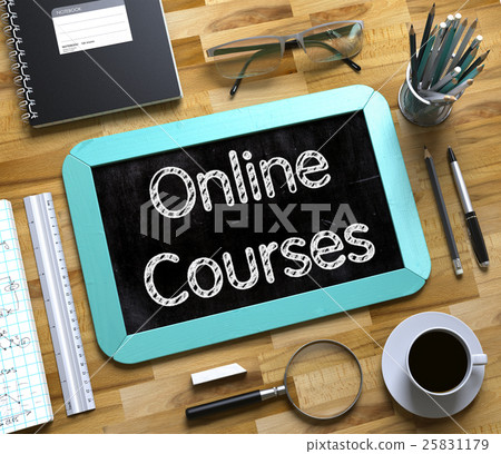 Online Courses on Small Chalkboard. 3D. 25831179