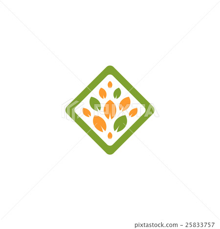 Isolated abstract green and orange color rhombus 25833757
