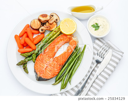 Crispy roasted salmon steak Crispy roasted salmon steak 25834129