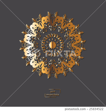 Ornamental golden flower mandala Ornamental golden flower mandala 25834522