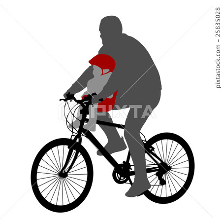 bicyclist with baby in bicycle chair 25835028