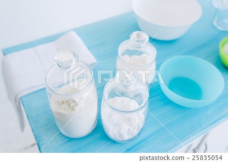 ingredients for baking on a kitchen table ingredients for baking on a kitchen table 25835054