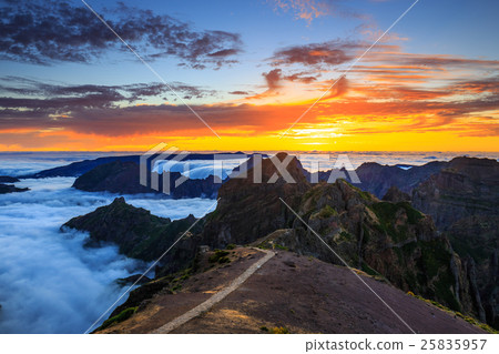 beautiful sunset over the mountains, Madeira beautiful sunset over the mountains, Madeira 25835957