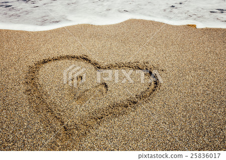 Heart painted on sand beach Heart painted on sand beach 25836017