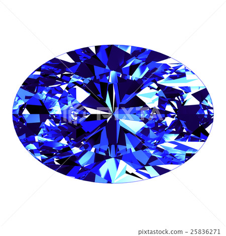 Sapphire Oval Cut Over White Background 25836271