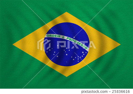 Flag of Brazil wavy, real detailed fabric texture 25836616