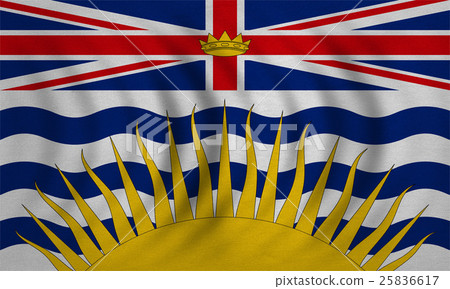 Flag of British Columbia wavy, real fabric texture 25836617