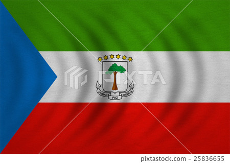 Flag of Equatorial Guinea wavy real fabric texture 25836655