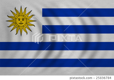Flag of Uruguay wavy, real detailed fabric texture 25836784