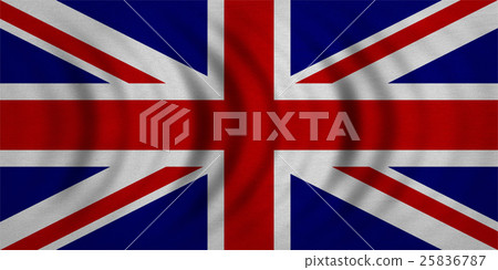 Flag of United Kingdom wavy, real fabric texture 25836787
